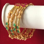 BEAUTIFUL MULTI COLOR STONE GOLDEN BANGLES