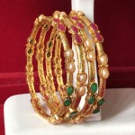 BEAUTIFUL MULTI COLOR STONE GOLDEN BANGLES