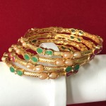 BEAUTIFUL MULTI COLOR STONE GOLDEN BANGLES