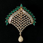 Pendent Set With American Diamond and Green Marquise  