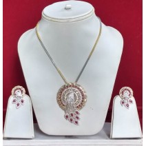 A Very Stylish White Ad And Ruby Pendant Set With Exclusive Earring A Very Stylish White Ad And Ruby Pendant Set With Exclusive Earring