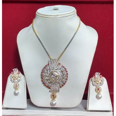 Indian Fashion Jewelry Bollywood American Diamond Necklace Earrings Sets