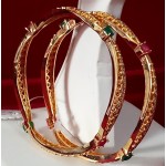 Exclusive Bangles With Red And Green Color Beautiful Stone 